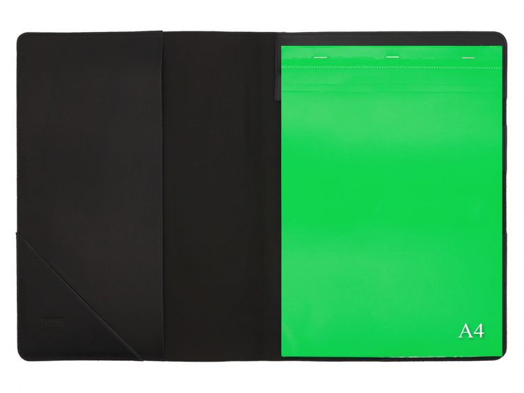 Conférencier A4 en cuir noir