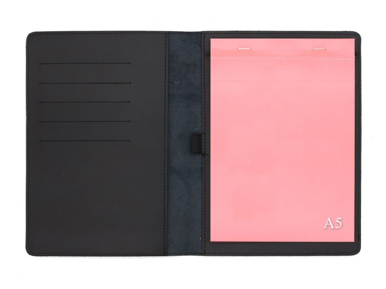 Conférencier A5 en cuir noir