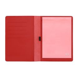 Conférencier A5 en cuir rouge coquelicot 