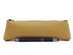 Grande trousse triangle en cuir beige café latte