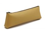 Grande trousse triangle en cuir beige café latte
