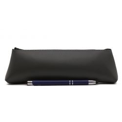 Grande trousse triangle en cuir gris fer