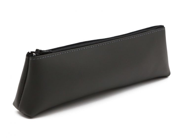Grande trousse triangle en cuir gris fer