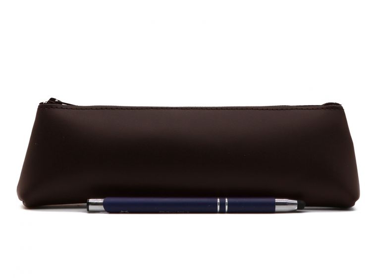 Grande trousse triangle en cuir marron foncé