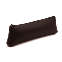 Grande trousse triangle en cuir marron foncé