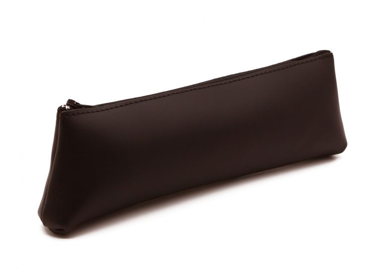 Grande trousse triangle en cuir marron foncé