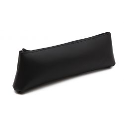 Grande trousse triangle en cuir noir