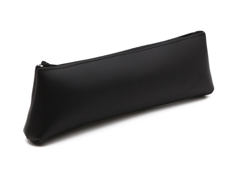 Grande trousse triangle en cuir noir
