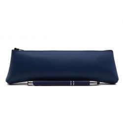 Grande trousse triangle en cuir bleu cobalt