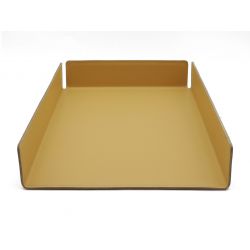Bac à courrier en cuir beige cafe latte format A4