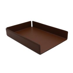 Bac à courrier en cuir marron format A4