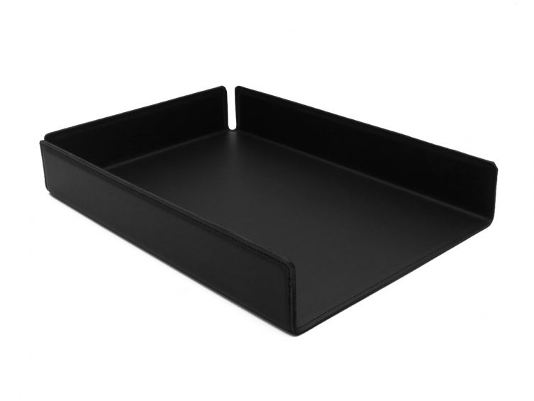 Bac à courrier en cuir noir format A4