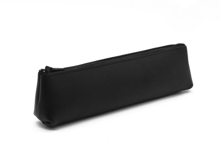 Petite trousse triangle en cuir noir 