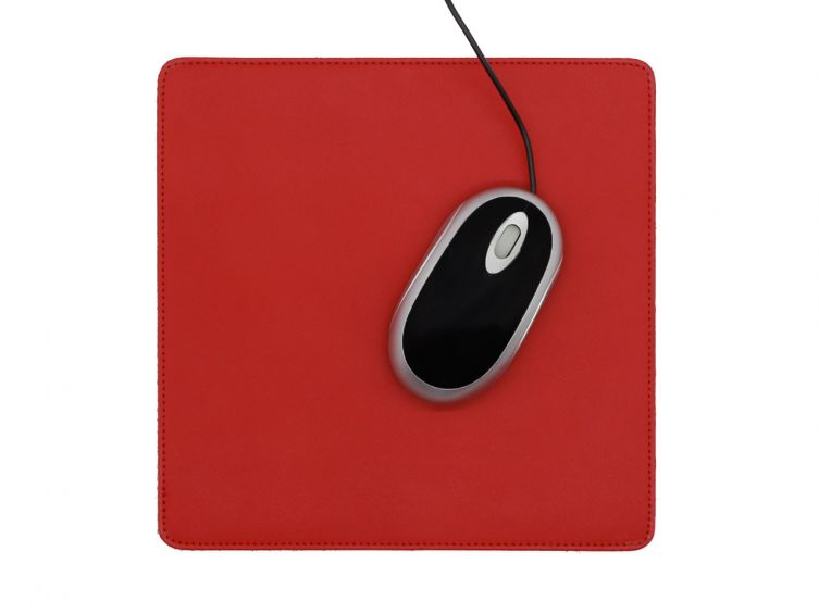 Tapis souris en cuir rouge coquelicot 