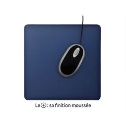 Tapis souris cossu en cuir bleu cobalt