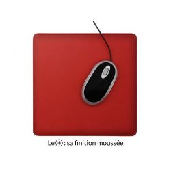 Tapis souris cossu en cuir rouge coquelicot 