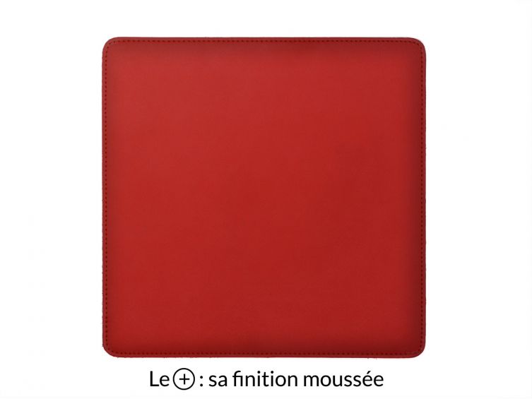 Tapis souris cossu en cuir rouge coquelicot 