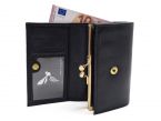 Porte-monnaie à rabat et fermoir, cuir noir - 657