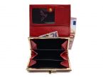 Porte-monnaie à rabat et fermoir, cuir rouge - 657