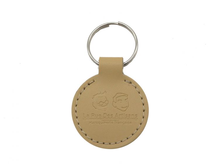 Porte-clé en cuir rond
