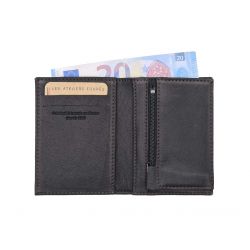 Porte carte 2 volets en cuir noir - 921