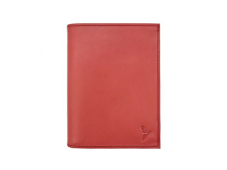 Portefeuille "Luxe" en cuir rouge - 15 cm, 2 volets - PM-006-01