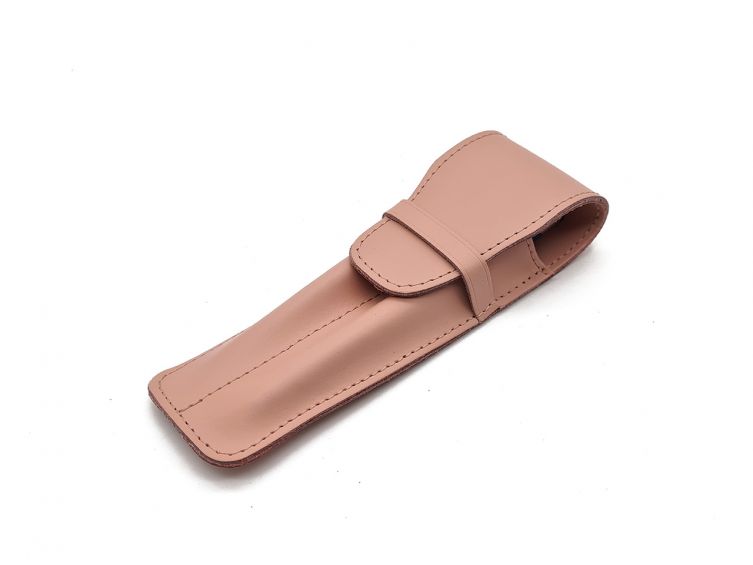 Etui 2 stylos en cuir rose