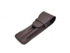 Etui 2 stylos en cuir marron foncé