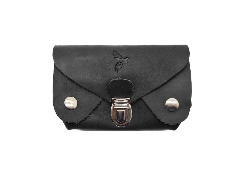 Porte-monnaie original en cuir noir - 414