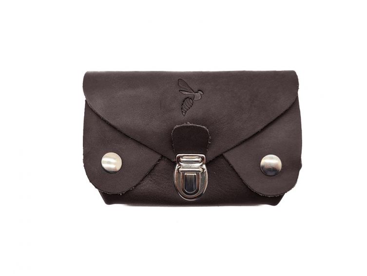 Porte-monnaie original en cuir marron - 414