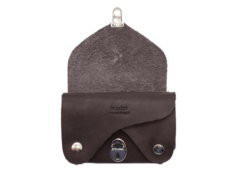 Porte-monnaie original en cuir marron - 414