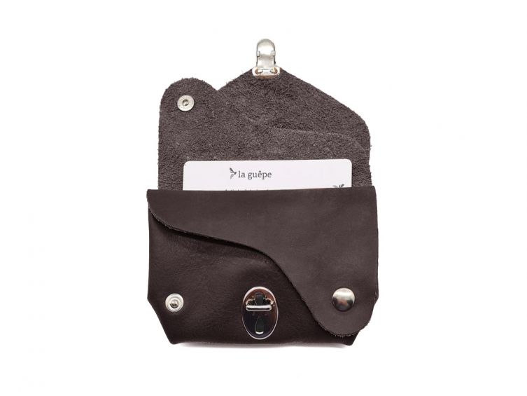 Porte-monnaie original en cuir marron - 414