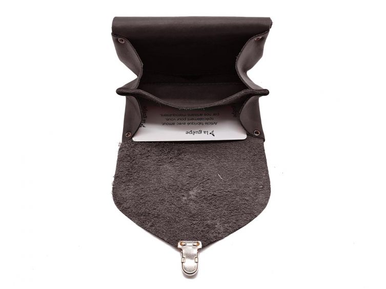 Porte-monnaie original en cuir marron - 414