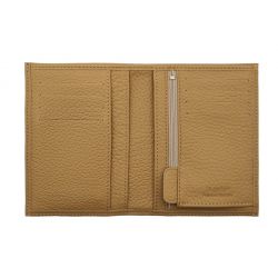 Portefeuille en cuir grainé gold - 13 cm, 2 volets - PM-001-05