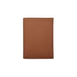 Portefeuille en cuir grainé marron - 15 cm, 3 volets - PM-005-05