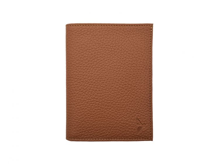 Portefeuille en cuir grainé marron - 15 cm, 3 volets - PM-005-05