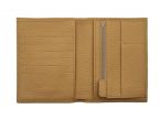 Portefeuille en cuir grainé beige - 15 cm, 2 volets - PM-006-05