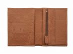 Portefeuille en cuir grainé marron - 15 cm, 2 volets - PM-006-05