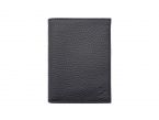 Portefeuille en cuir grainé noir - 15 cm, 2 volets - PM-006-05