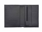 Portefeuille en cuir grainé noir - 15 cm, 2 volets - PM-006-05