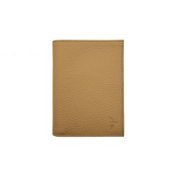 Portefeuille en cuir grainé beige - 13 cm - PM-028-05