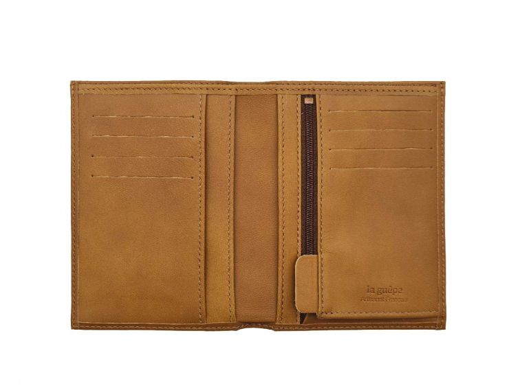 Portefeuille "Luxe" en cuir gold - 13 cm, 2 volets - PM-001-01