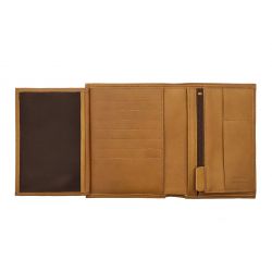 Portefeuille "Luxe" en cuir gold - 15 cm, 3 volets - PM-005-01