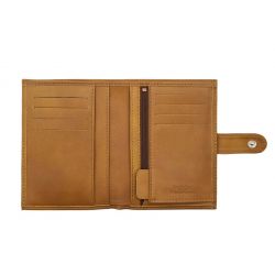 Portefeuille "Luxe" en cuir gold - 13 cm, 2 volets avec patte - PM-008-01