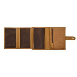 Portefeuille "Luxe" en cuir gold fermeture patte - 13 cm 4 volets - PM-016-01 