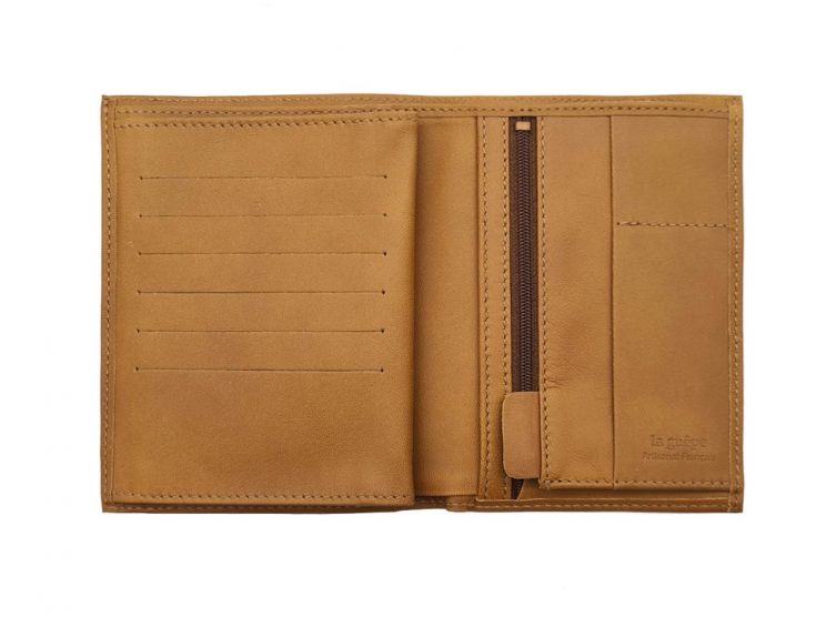 Portefeuille "Luxe" en cuir gold - 15 cm 4 volets - PM-019-01