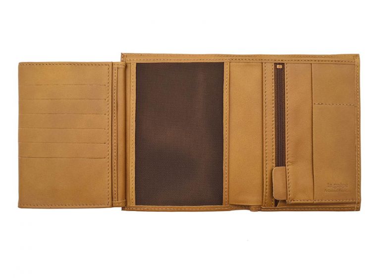 Portefeuille "Luxe" en cuir gold - 15 cm 4 volets - PM-019-01