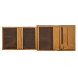 Portefeuille "Luxe" en cuir gold - 15 cm 4 volets - PM-019-01
