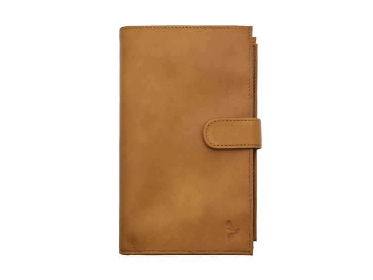 Compagnon "Luxe" en cuir gold - double avec patte - PM-027-01
