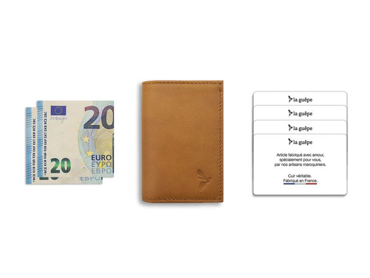Porte-cartes compact "Luxe" tout cuir gold - PM-038-01